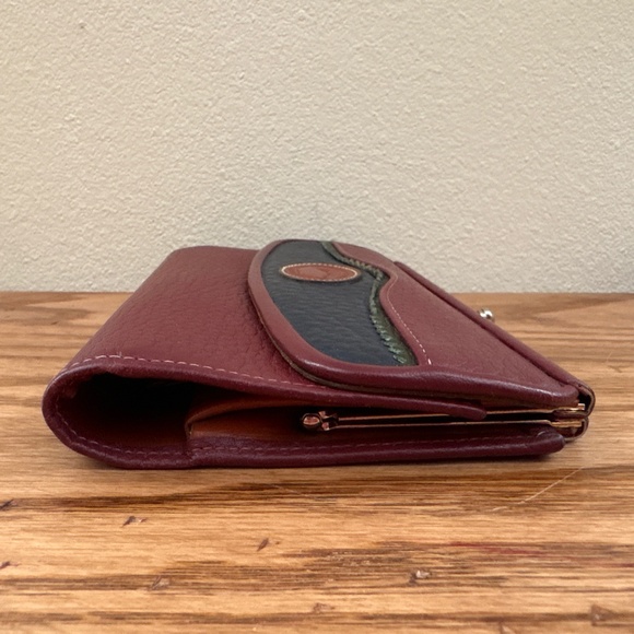 Dooney & Bourke Wallet Checkbook Organizer AWL Teton Cranberry Blue Vintage - Picture 6 of 16